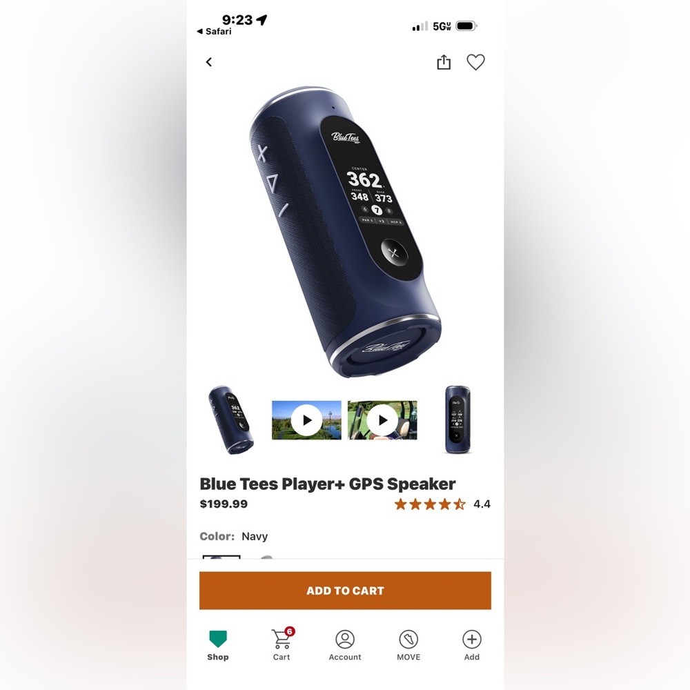 Blue Tees Golf Portable Bluetooth Speaker with GPS - Brand New